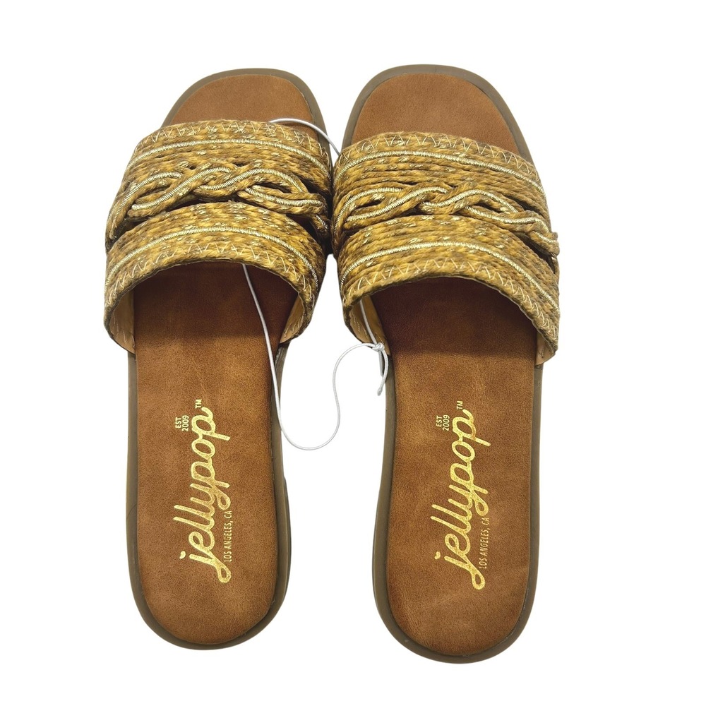 Jellypop Pucci Womens 6M Woven Slide Sandals Brown Boho Summer‎ Casual NWOT